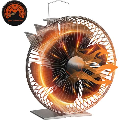 Jiubiaz 6 pale Ventilatore rotondo termoventilato per stufe a legna Trasferimento orizzontale dell'aria silenzioso, sicuro ed efficiente (1/5)