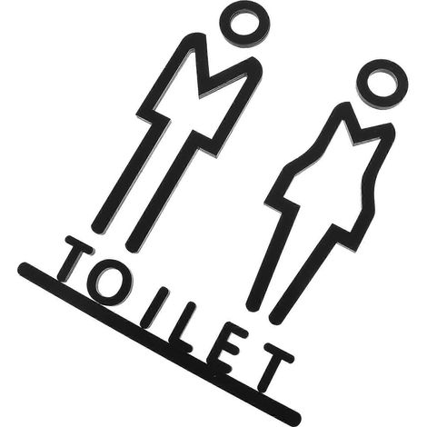 Panneau de toilettes en acrylique, panneau de salle de bain, panneau d'identification des toilettes (2 jeux) (1/5)