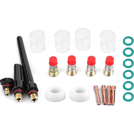 Jeu de 23 pièces pour TIG WP-17/18/26 : lentille à gaz, collet et verre résistant à la chaleur, consommables de soudure. (1/5)