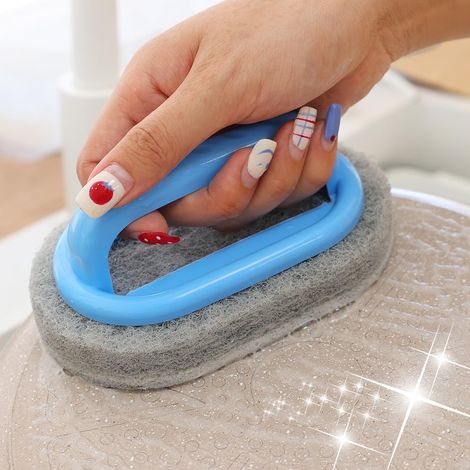 1 brosse de nettoyage à poignée ergonomique réutilisable pour la cuisine, la casserole, le lavage de la vaisselle, la vaisselle, la vaisselle, outils de nettoyage, 14 x 8,5cm, Matière plastique, bleue (1/5)