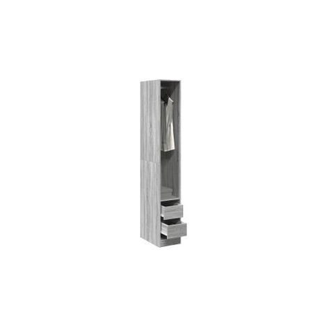 Armoire dressing 1 penderie 2 tiroirs 30cm - Collection Kodok-Chêne gris (1/5)
