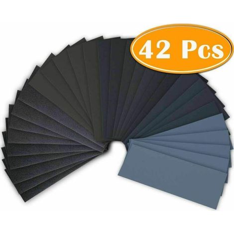 Papier de verre, 120 à 3000 Grain Papier abrasif eau/sec 9 x 3,6 pouces, Utilisé pour polir le métal, le bois, les voitureshumide(42 Papier) (1/5)