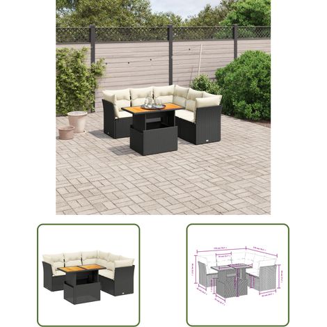 The Living Store 5-tlg. Garten-Sofagarnitur mit Kissen Schwarz Poly Rattan - Gartenmöbel - Sofagarnitur - Rattan Möbel - Outdoor Möbel - Balkonmöbel (1/3)