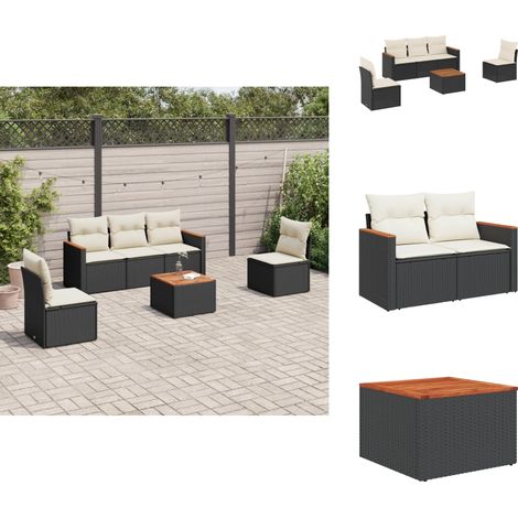 Salon de jardin 6 pcs avec coussins noir résine tressée - Ensemble Salon De Jardin - Mobilier De Jardin - Canapé Extérieur - Table De Jardin - Chaise Lounge (1/5)