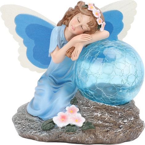 Solarbetriebene Feenstatue für den Garten – Außendekoration, wasserfestes Harz, automatisches Nachtlicht (1/5)