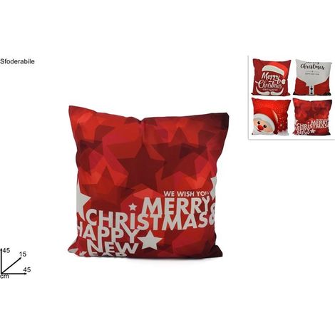 1 Pezzo Cuscino Decorativo Natale Natalizio Sfoderabile 45 x 45 cm Vari Decori