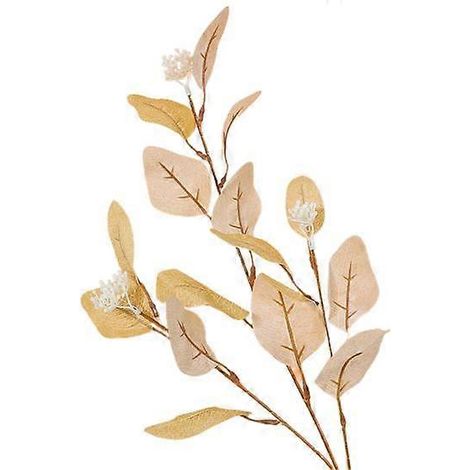 Branche de feuille d'eucalyptus artificielle à 3 fourches, réaliste, réutilisable, fausse plante verte, centre de table, décoration de mariage, accessoires photojaune (1/5)