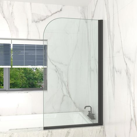 T&K Pivot Shower Screen Black 140cm Height, 80cm Width, Round corner, 5mm Toughened Double-sided Easy Clean Glass (1/5)