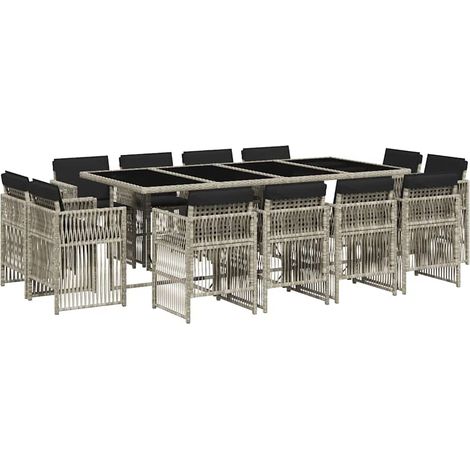 Maison Exclusive - Set da Pranzo da Giardino 13pz con Cuscini Grigio in Polyrattan