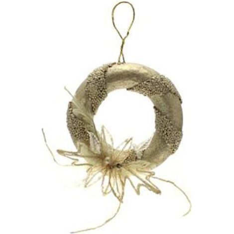 Decorazione per porta corona natalizia 25 cm - colore crema/oro - addobbo di natale