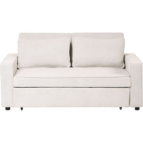 Canapé-lit Minimaliste en Tissu 2 Places Convertible Fonction Couchage Hydrofuge Blanc Cassé Uttela (1/5)