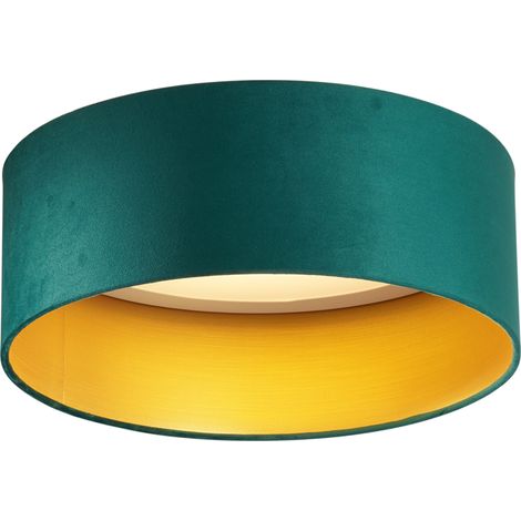 QAZQA Lampada da soffitto sue - Moderno - Plastico,Velluto,Acciaio - Verde/Bianco - Tondo (non sostituibile) LED Max. 1 x 20.5 Watt