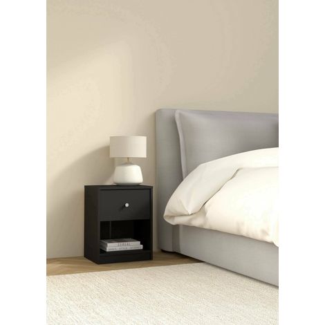 Mesita de noche Kastri, 2 estantes, 30.1x37.9x48.4h cm Negro (1/5)