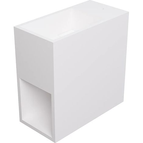 Lave main suspendu blanc en solid surface avec niche - Robinetterie à droite - 40 cm - PUMORI