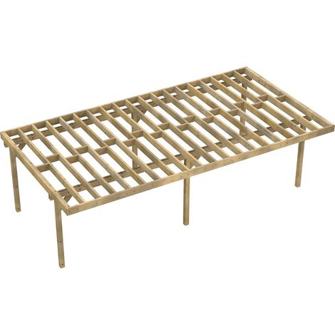 Structure Terrasse Bois Pilotis Autoportée en Kit - 8x4,20m - Solives + Poteaux - Sapin Traité Autoclave