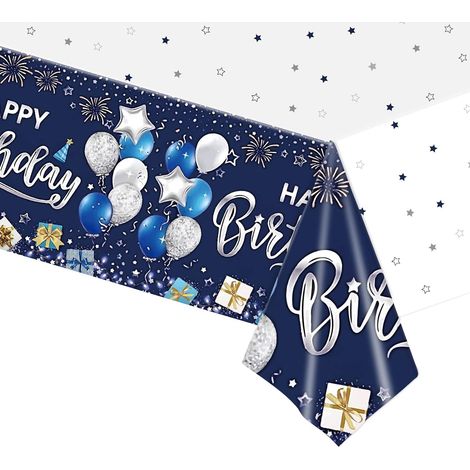 Nappe Jetable Bleu pour Filles Garçon, 137 x 274cm Nappe de Table Rectangulaire Plastique Réutilisable, Nappes de Fête Imperméable, pour Fête d'anniversaire de Bébé Homme et Femme (1/5)