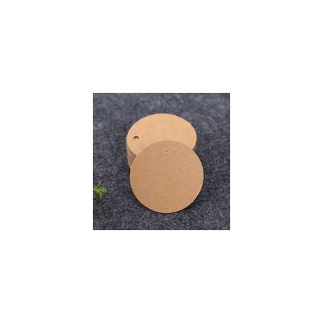 (Marron) 100PCS Étiquettes en Papier Kraft Étiquette Cadeaux-Étiquette Ronde 5x5cm Kraft Étiquettes Étiquettes de Mariage avec Ficelle pour Dragees Noël Anniversaire Communion (1/5)