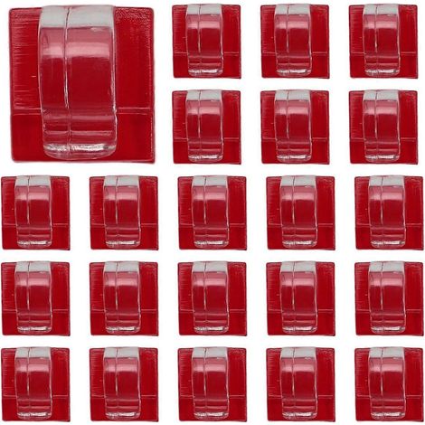 Crochets pour guirlandes lumineuses extérieures, lot de 30 clips transparents avec 30 attaches adhésives étanches. (1/5)