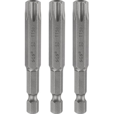 3Pcs Embout Tournevis Torx TT50 1/4" Hex Tige Long 2.56" (65mm) (1/5)