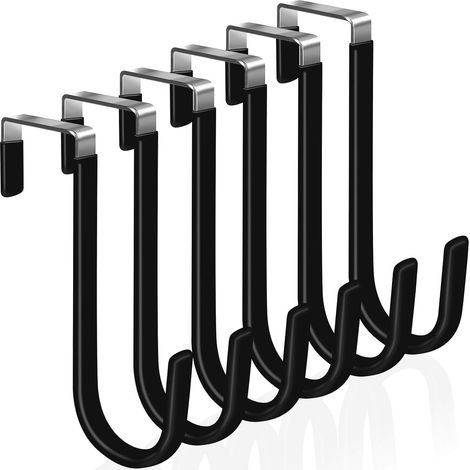 Acerca de los ganchos para puertas: juego de 6 ganchos para puertas con revestimiento de goma resistente a los arañazos, robustos y de color negro. (1/5)