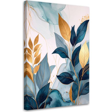 Bild auf Leinwand Abstrakte blaue Blätter Pflanzen Glamour 30x45 (1/5)