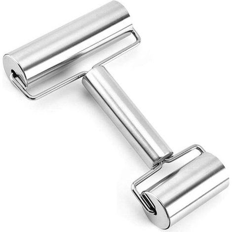 Mattarello a doppia faccia in acciaio inox. Ergonomico, resistente e facile da usare. Ideale per pasta di zucchero, pizza, torte e pasta. Un valido aiuto in cucina per... (1/5)