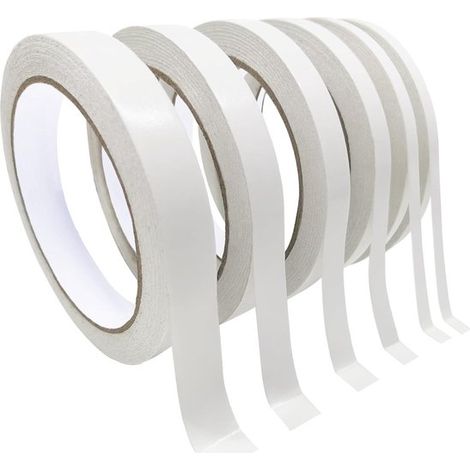 Nastro biadesivo per lavori creativi, 6 rotoli di nastro biadesivo di varie dimensioni per arte, fotografia, confezioni regalo, scrapbooking, creazione di biglietti, con supporto di carta (50 m) (1/5)