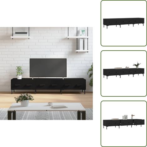 TV-Schrank Schwarz 150x36x30 cm Holzwerkstoff - TV Schrank - Holzwerkstoff Möbel - Schwarzer TV Stand - Fernsehtisch - Medienregal (1/5)