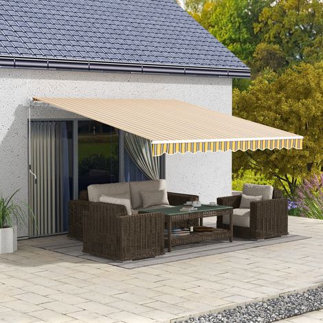 Store extérieur à manivelle, 350 x 250 cm, jaune (1/5)