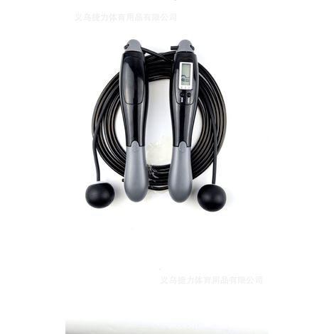 Corde à sauter électronique sans fil en acier (longue corde noire et grise + petite balle)