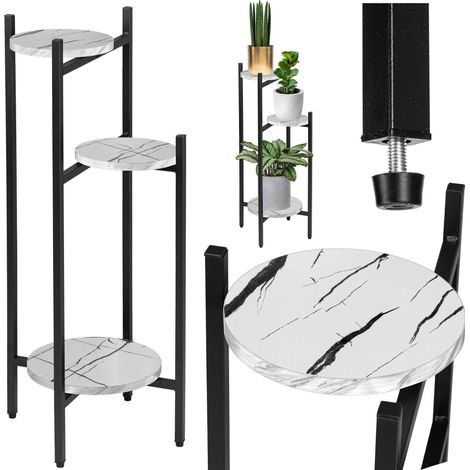 Metall-Blumenständer TRETORRI aus weißem Marmor