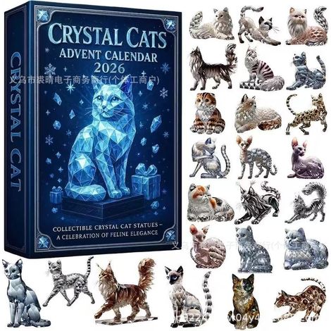 Advent Calendar 2026 - Crystal Cat 2026 Christmas Countdown Calendar - Crystal Cat Blind Box -