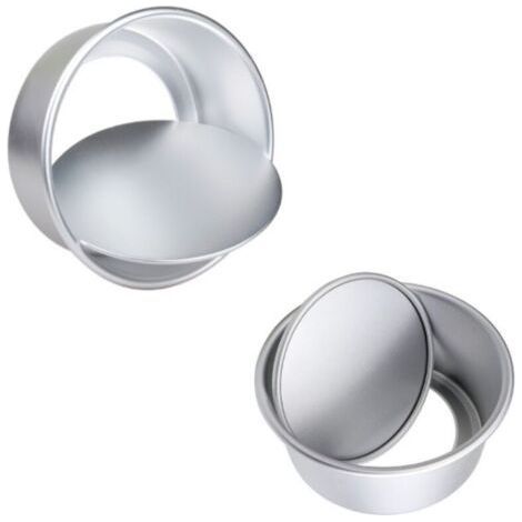 2 Pcs Round Cake Mold with Removable Base 6/8 Inch Aluminum Cake Mold with Release Knife for Wedding Birthday Parties Pastry (1/4)