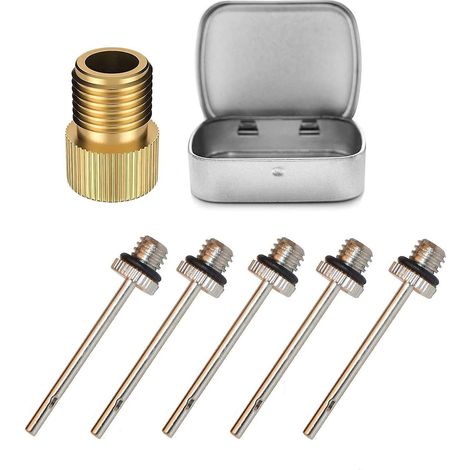 Kit d'adaptateurs pour valve de vélo, compatible avec pompe à vélo, compresseur d'air et aiguille à bille (1/5)