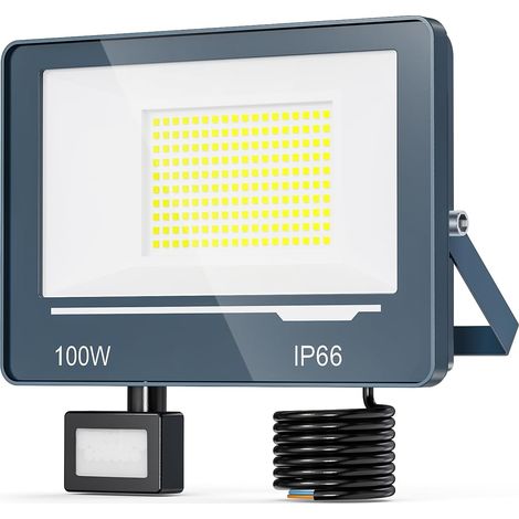 Spot LED Extérieur Detecteur de Mouvement 100W 10000LM - 6500K Blanc Froid Projecteur LED Exterieur Detecteur de Mouvement, IP66 Projecteur Extérieur avec Détecteur Jardin(1 Pièce) (1/5)