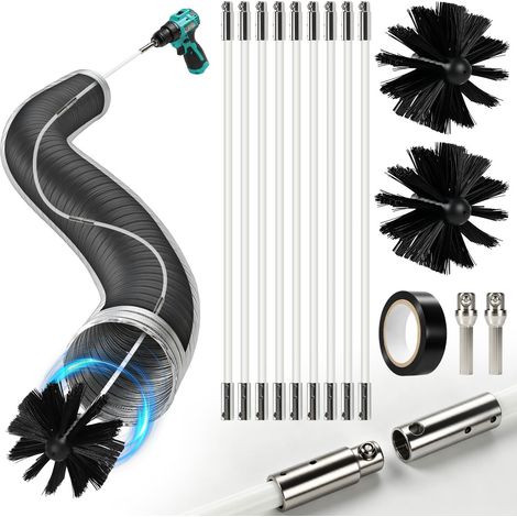 3,6m Kit de Ramonage avec Hérisson Ramonage 100mm et 1/4" Embout Hexagonal (1/5)