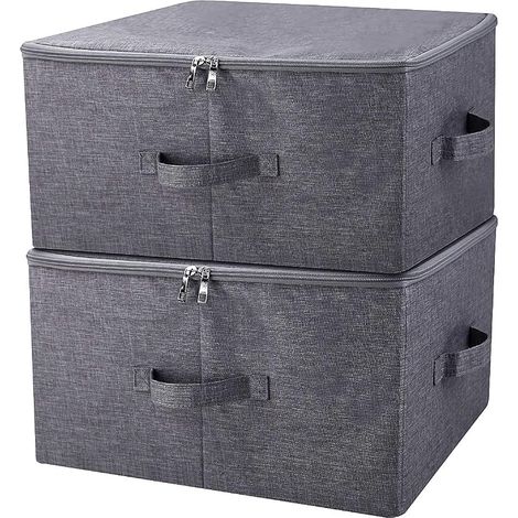 Stapelbare, faltbare Aufbewahrungsbox mit Deckel, ideal für Kleiderschrankschubladen, schwarz-grau, 2 Stück (1/5)