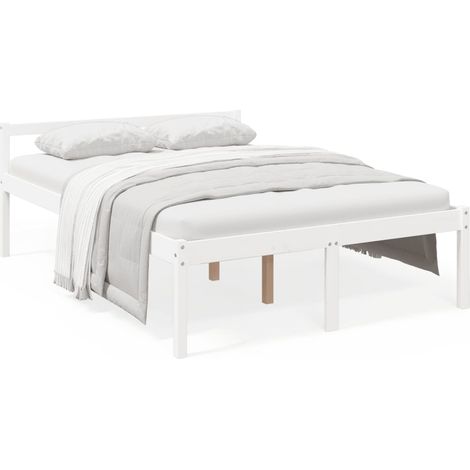 Maison Exclusive - Seniorenbett Weiß 140x200 cm Massivholz Kiefer