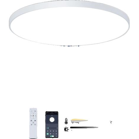 Lámpara de techo, control inteligente, regulable, diseño moderno, blanca (18,50 pulgadas) (1/2)