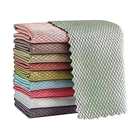 Chiffon Magique, Lot de 10 Chiffon de Nettoyage en Microfibre Multifunction pour dans Cuisine Voiture Salle de Bain Maison Bureau Multicolore 30x40CM (1/5)