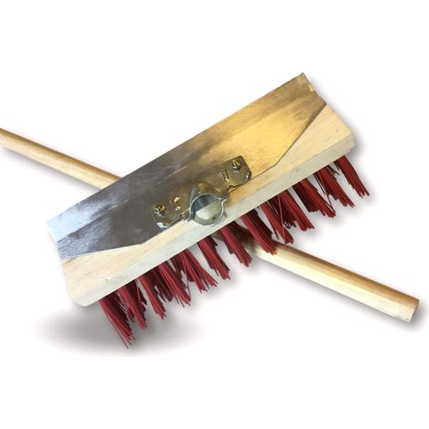 Balai de cantonnier avec racloir métallique Lot de 3 Longueur 32 cm Piste Extérieur Garnissage PVC Semelle bois Douille métal boulonnée Ø 28 mm Manche bois 1,40 m Kibros 2630BRMx3