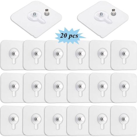 Lot de 20 Adhesif Accroche Tableau Sans Percer, Transparent Attache Cadre Adhésif pour Accroche Cadres Photo, Miroir, Art Mural, Lumières Décoratives, Sans Trou (1/5)