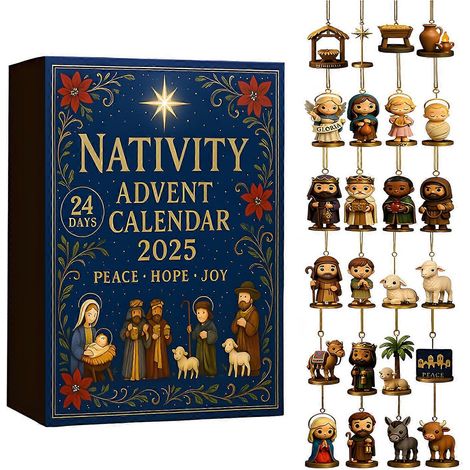 Calendrier de l'Avent de 24 jours avec la Nativité de Noël et Jésus - Collection - Décoration de fête de Noël (1/5)