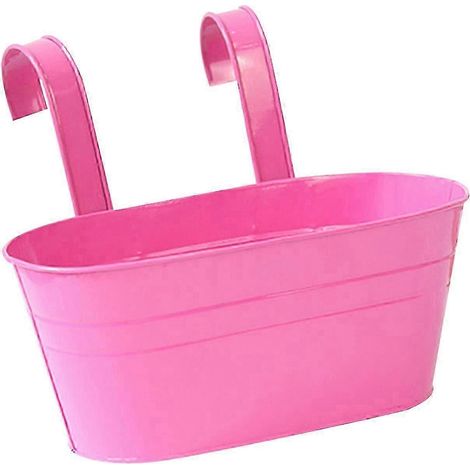 Hängender Pflanzkübel aus Eisen, ovaler Blumentopf, dekorative Blumenhalterung für Fenster, Garten, Terrasse und Büro-Rose Red