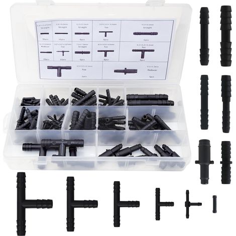 113-teiliges Bewässerungszubehör, Gartenschlauch-T-Stück, 12 verschiedene Spezifikationen, T-Schlauchverbinder, Bewässerungszubehör-Set, für Autoschläuche, Rasenbewässerung