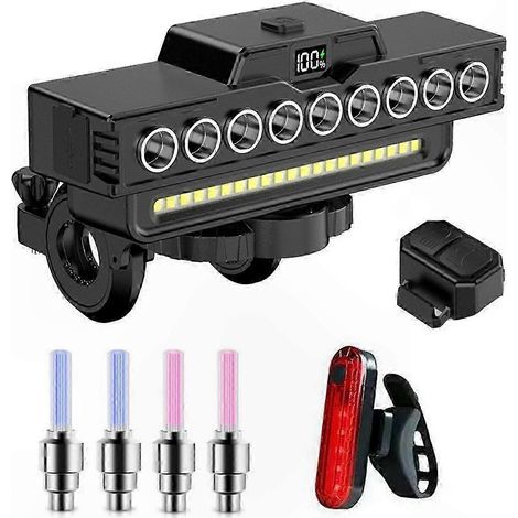 9 LED Rechargeable Bike Light Set with Horn for Mountain Cycling Safety (1/5)