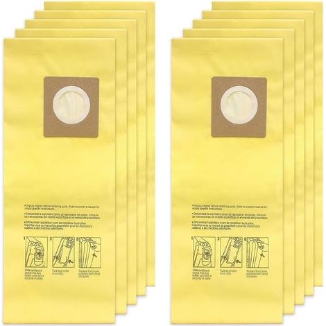 10 Sachets sous vide jetables AH10243 pour aspirateur commercial Hoover HushTone Canister CU2, modèles d'aspirateurs CH54013, CH54015, CH54113, CH54115, couleur jaune. (1/4)