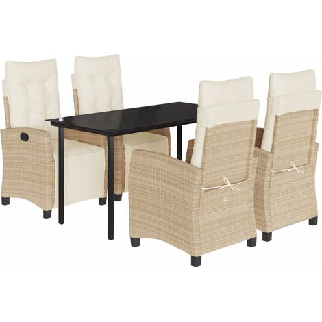 Maison Exclusive - 5-tlg. Garten-Essgruppe mit Kissen Beige Poly