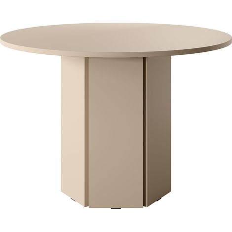 Table À Manger Ronde 110 cm pour 4 Personnes Cappuccino (1/5)