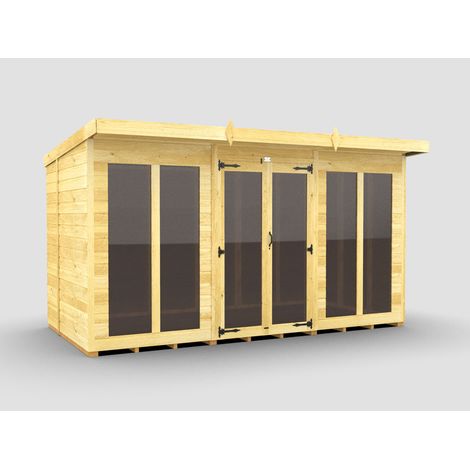 12 x 6 Pent Summer House (Full Height Window)